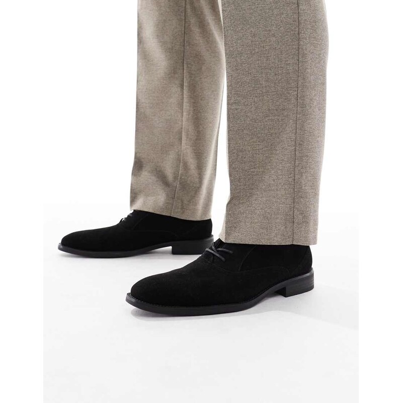 ASOS DESIGN smart oxford shoes in black faux suede