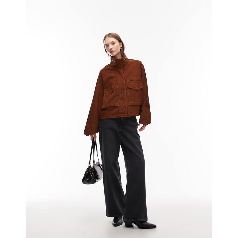 Allsaints suede clay jacket in tan brown 114942032