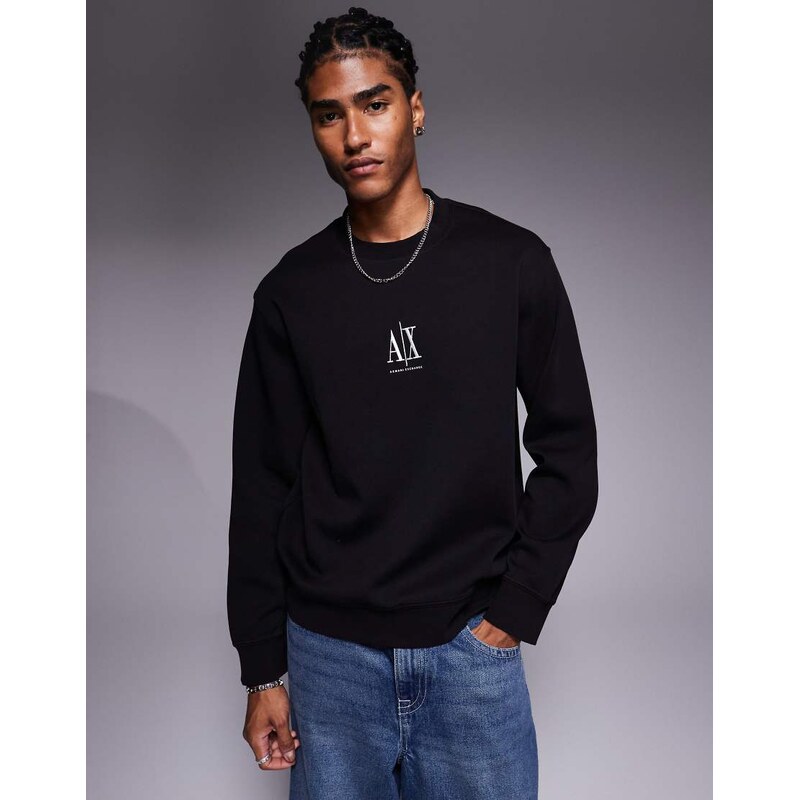 Armani Exchange central logo hoodie in black 110141126