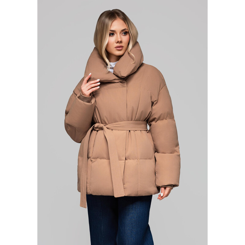 Edoti Womens quilted jacket with belt and collar OW-JAHP-0106 v3