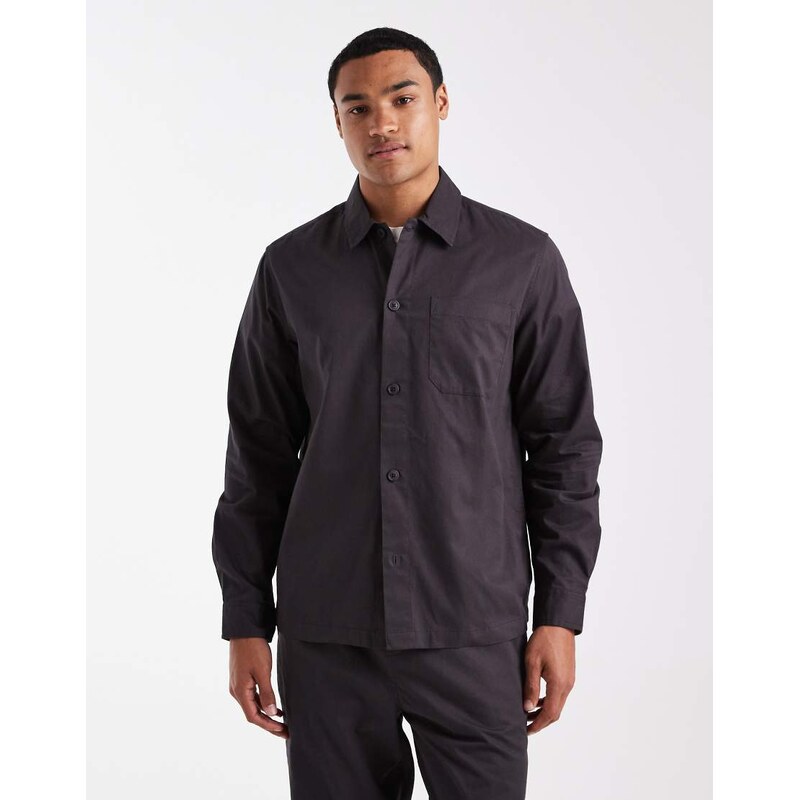 New Look soft touch shirt co-ord in dark grey