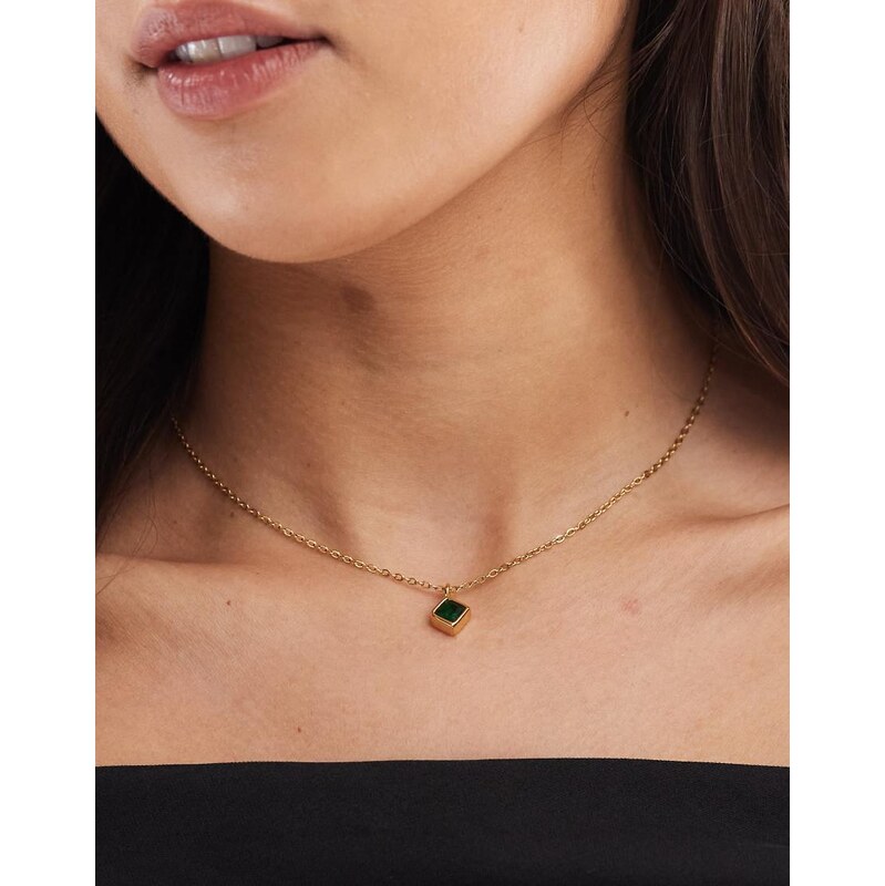 ASOS DESIGN waterproof stainless steel chain necklace with cubic 110141392