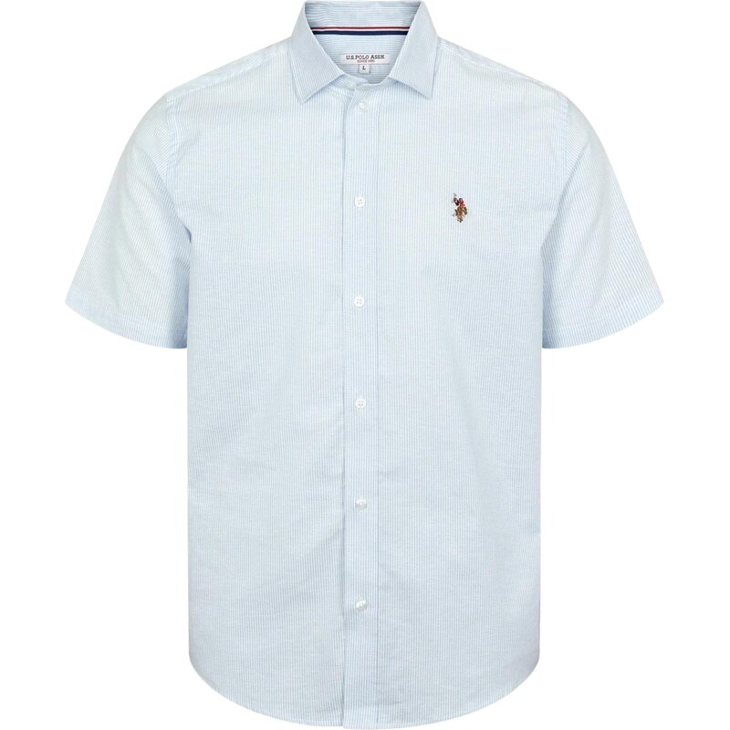 U.S. POLO ASSN. Košile UMNatan světlemodrá / hnědá / červená /