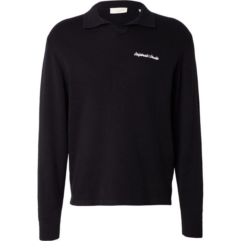 JACK & JONES Svetr JORNORREBRO černá / bílá