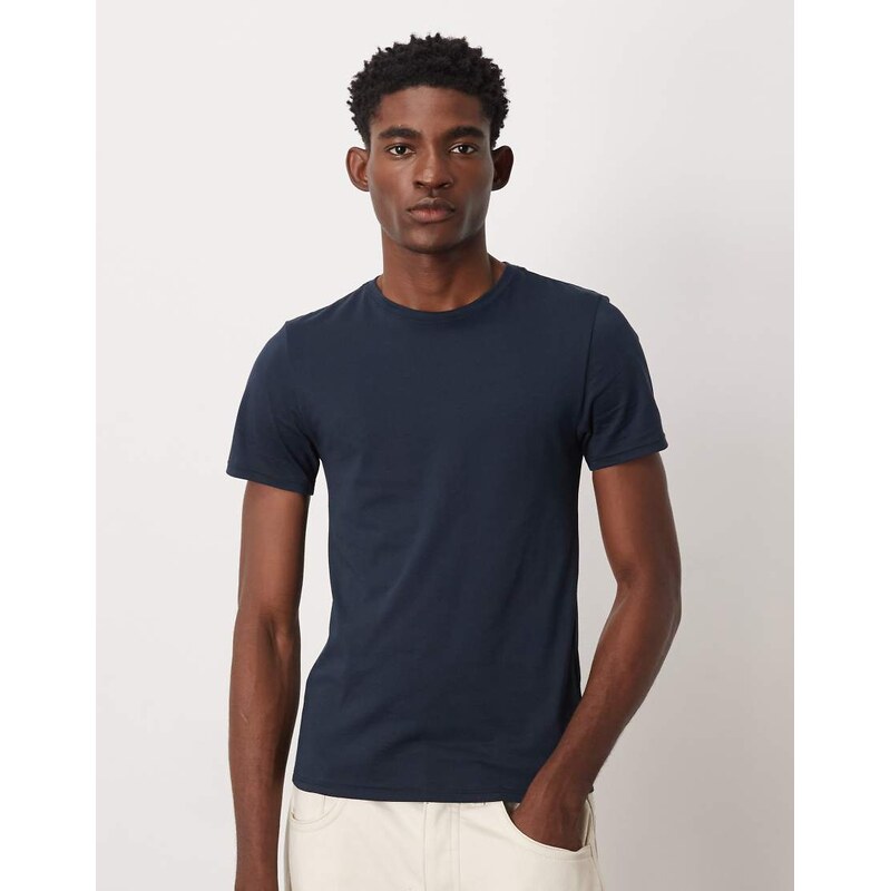 ASOS DESIGN Premium SUPIMA Cotton slim fit t-shirt in navy
