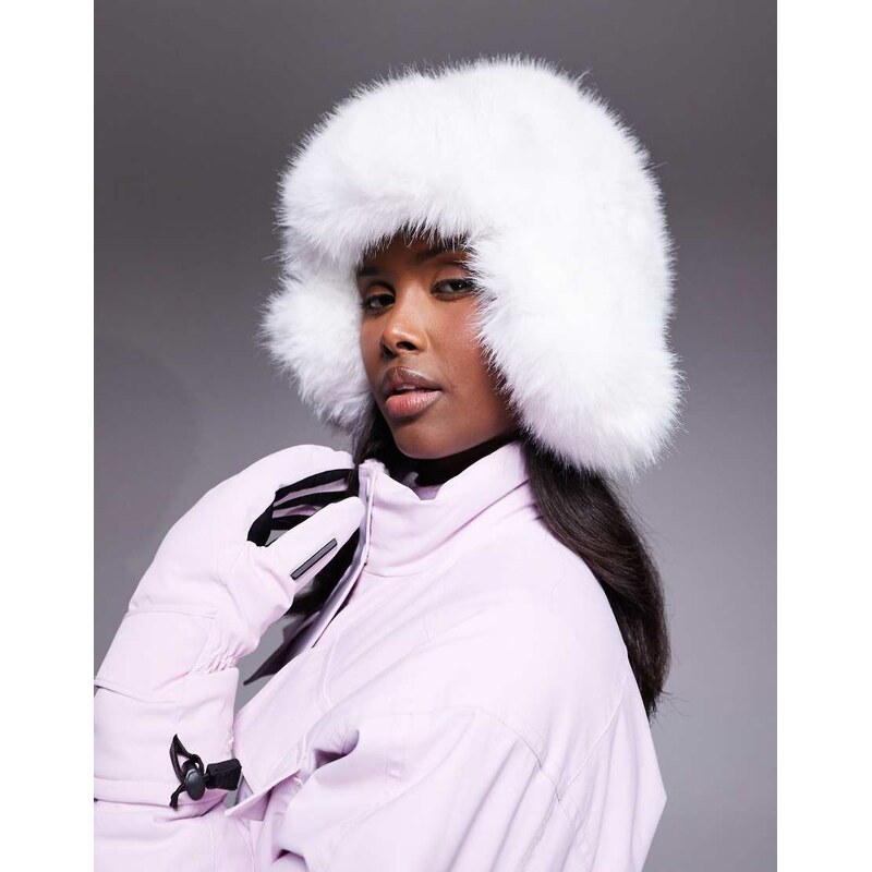 ASOS 4505 Ski & Snow ASOS 4505 Ski faux fur trapper hat in white 110141149