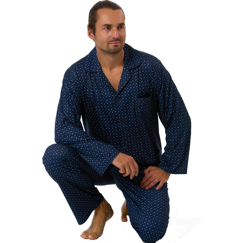 Naspani Pánské luxusní pyžamo, pružné, příjemně jemné, tmavě