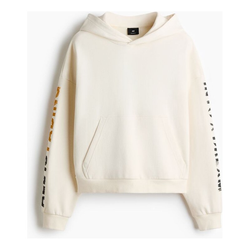 H&M - Mikinas potiskem a kapucí Oversized Fit - Krémová/All Is