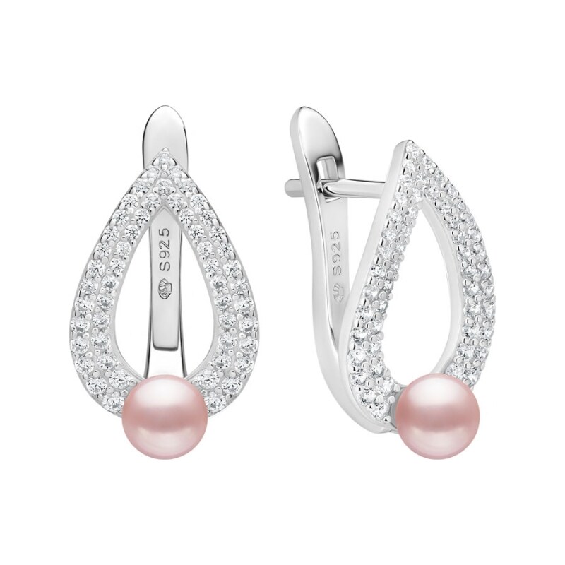 Gaura Pearls Náušnice s levandulovou perlou a zirkony Graciela - 110194515