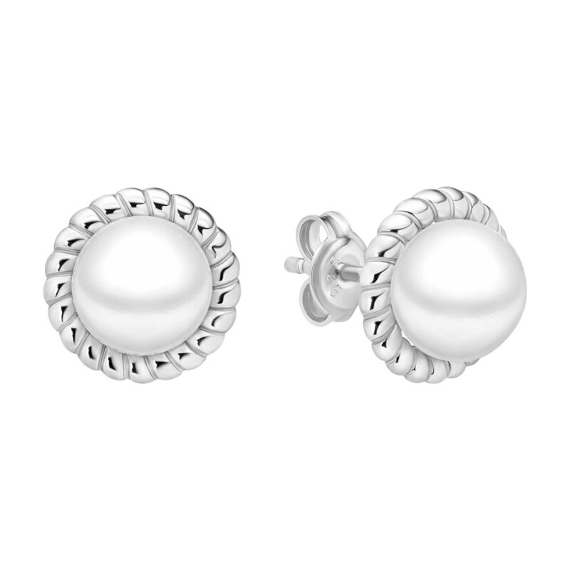 Gaura Pearls Stříbrné náušnice s bílou perlou Patricia - stříbro 925 110194561