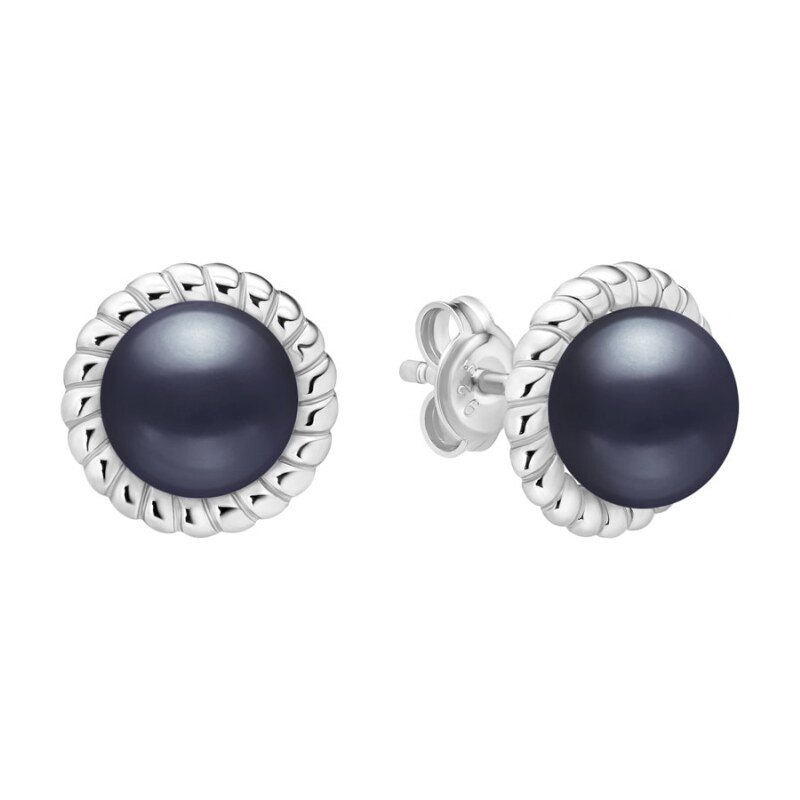 Gaura Pearls Stříbrné náušnice s černou perlou Patricia - stříbro 925 110194562