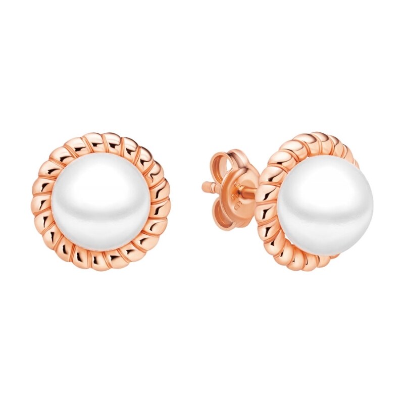 Gaura Pearls Náušnice s perlou Patricia Rose Gold - stříbro 925/1000 110194565