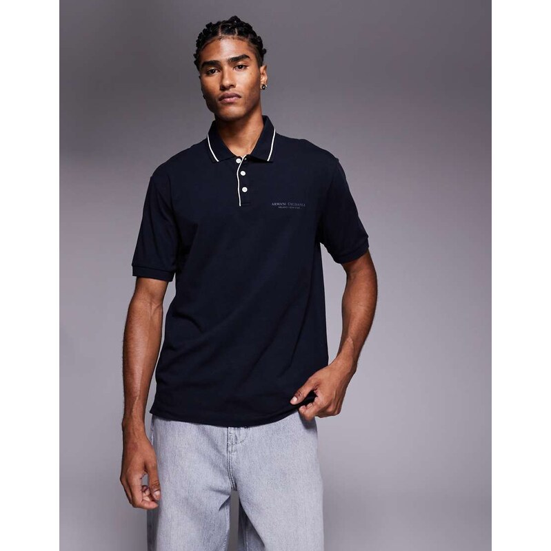 Armani Exchange short sleeve polo in navy