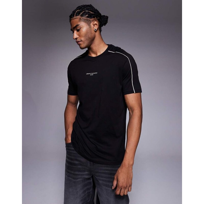 Armani Exchange central logo short sleeve t-shirt in black 110196372