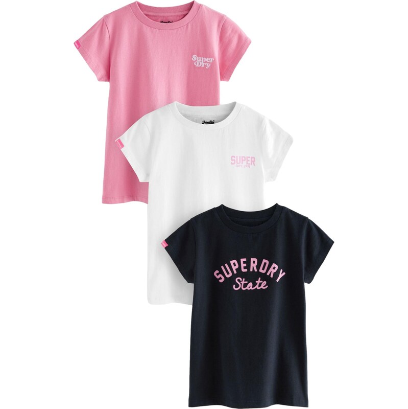 Superdry & Co Tričko růžová / černá / bílá