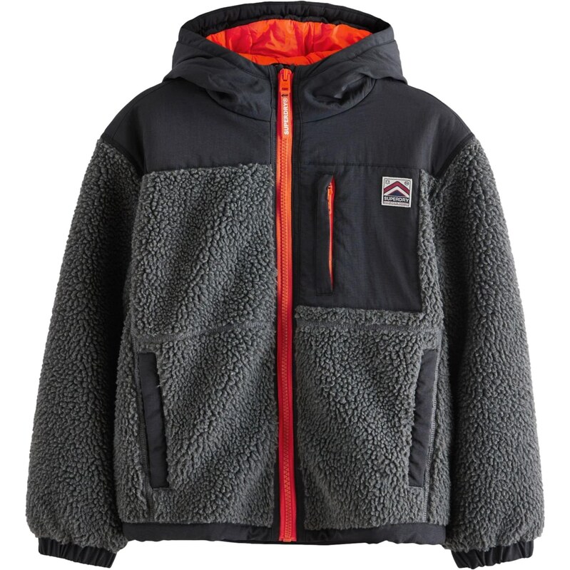 Superdry & Co Fleecová mikina oranžová / černá / černý melír