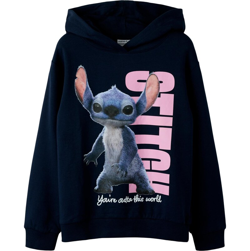 NAME IT Mikina NKFnibul Stitch modrá / námořnická modř / růžová