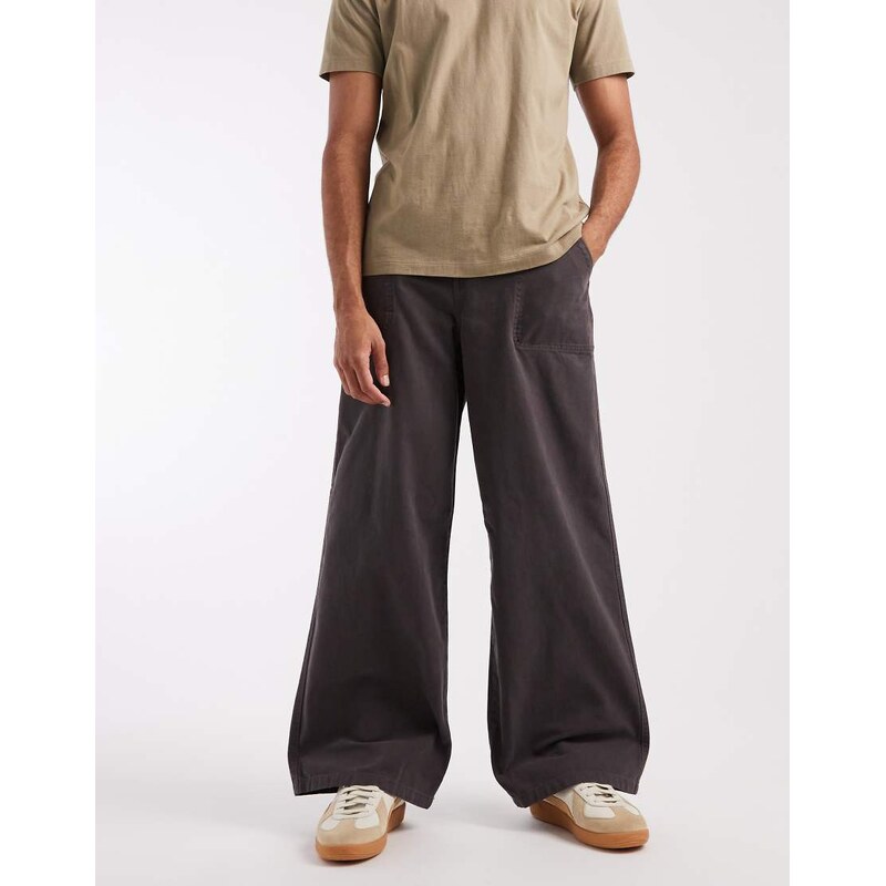 ASOS DESIGN loose trousers in charcoal-Grey