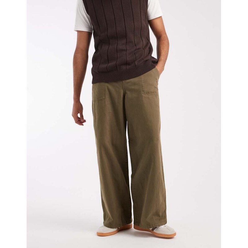 ASOS DESIGN loose trousers in khaki-Green