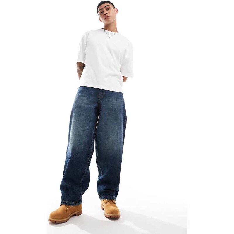 ASOS DESIGN extreme baggy jeans in dark wash blue