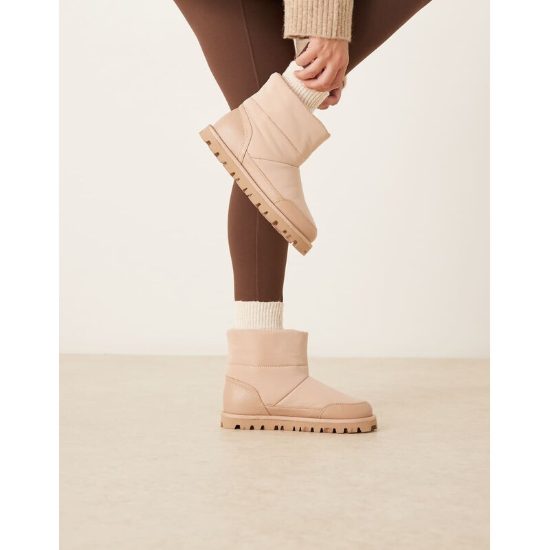 ASOS DESIGN Audrey nylon snow boot in blush-Neutral 115548082