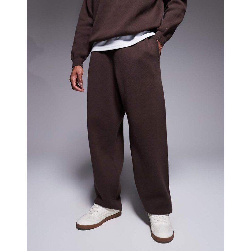 ASOS DESIGN oversized knitted joggers in brown