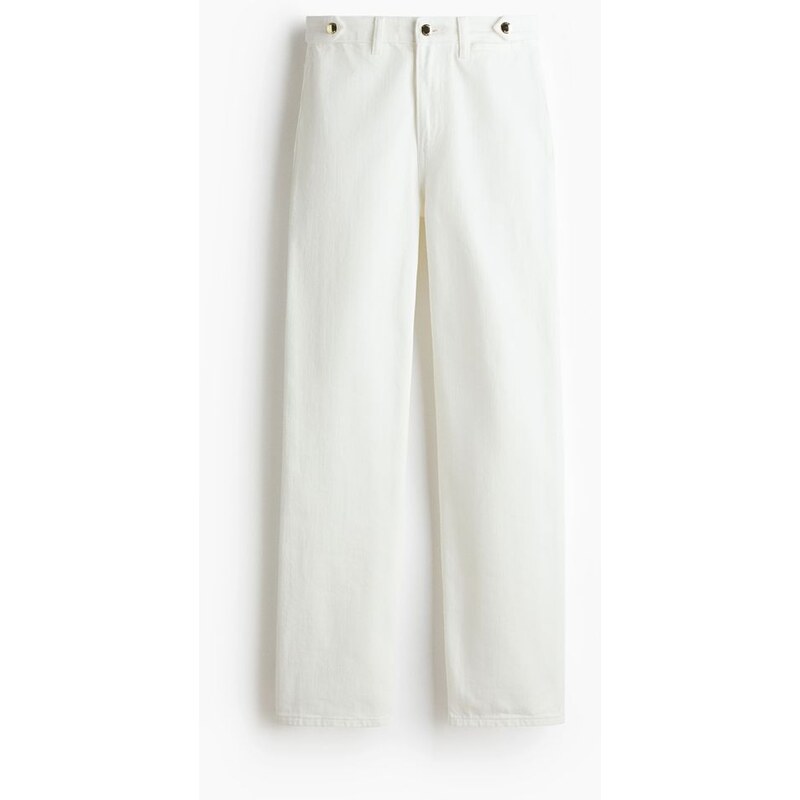 H&M - Straight High Jeans - Bílá