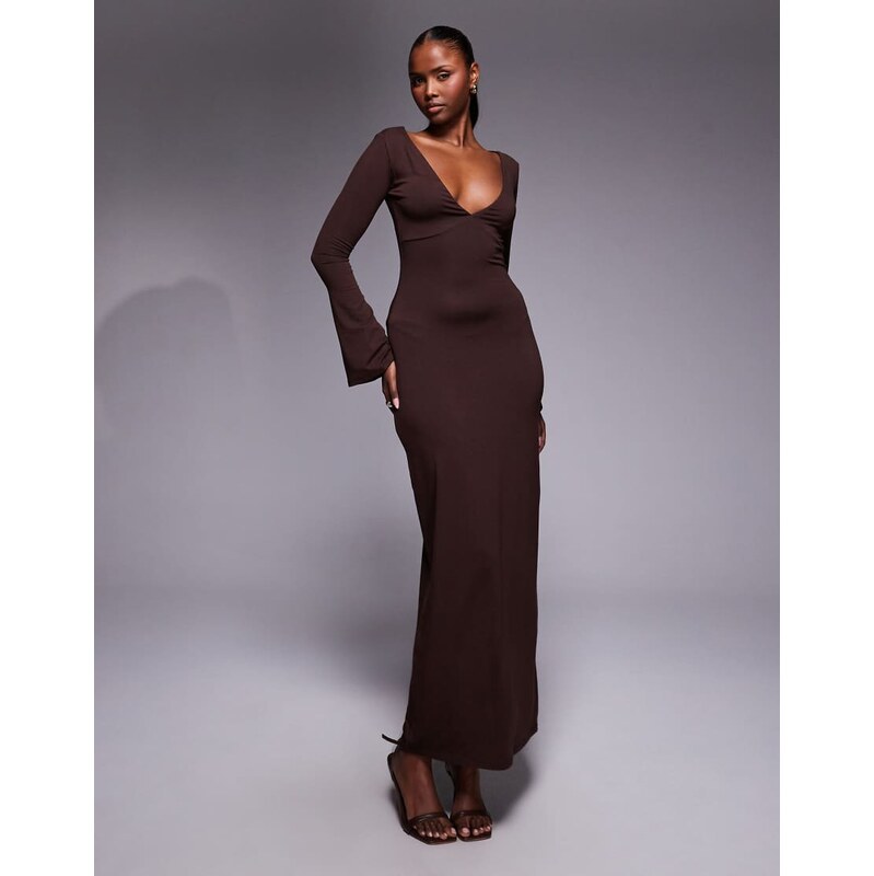 ASOS DESIGN long angel sleeve shoulder grazer maxi dress in