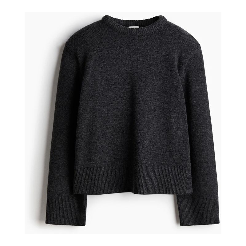 H&M - Vlněný svetr - Tmavě Šedý Melír