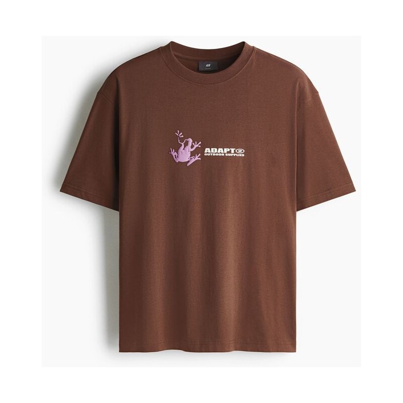 H&M - Tričkos potiskem Loose Fit - Hnědá/Adapt