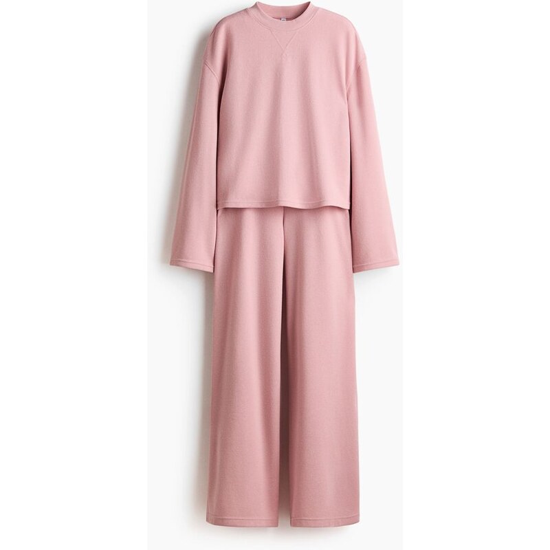 H&M - Dvoudílná žerzejová souprava top a kalhoty - růžová 110305370