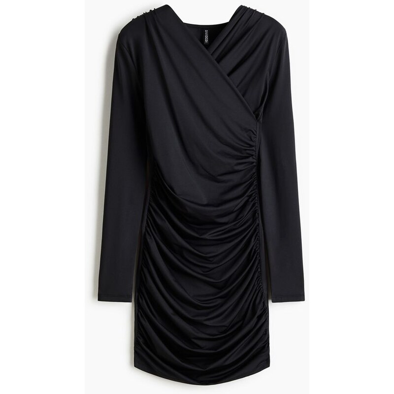 H&M - Řasené žerzejové šaty - Černá