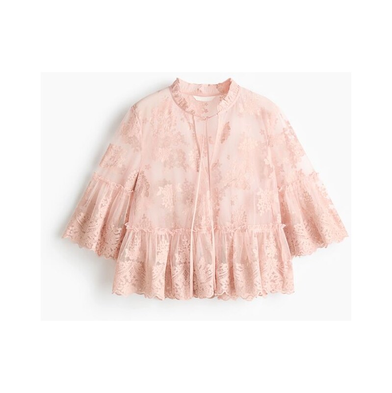 H&M - Krajková halenka - Pudrově Růžová
