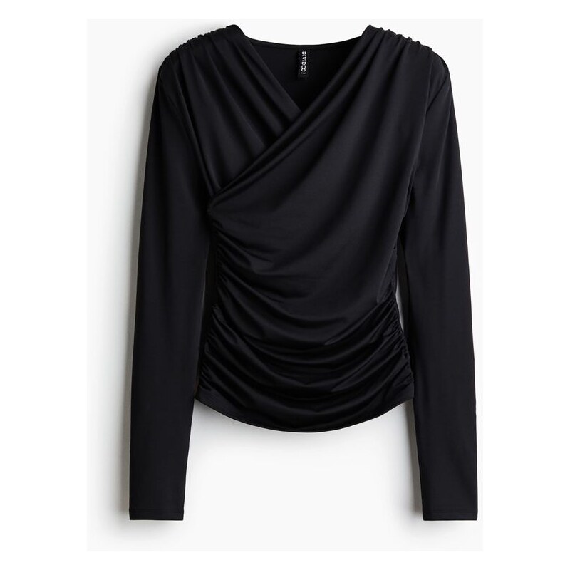 H&M - Řasený žerzejový top - Černá