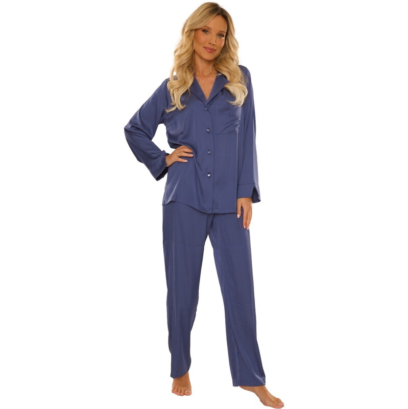 Dámské rozepínací pyžamo DE LAFENSE 883 CORDELIA jeans 110307171
