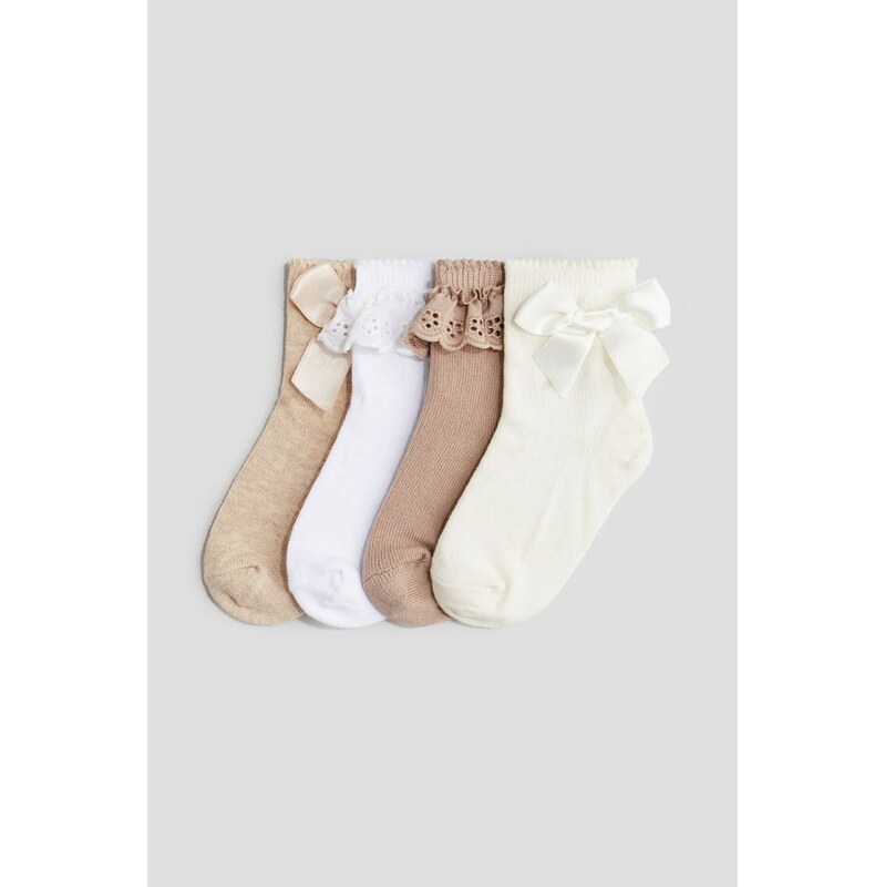 H&M - Ponožky 4 páry - bílá 108752869