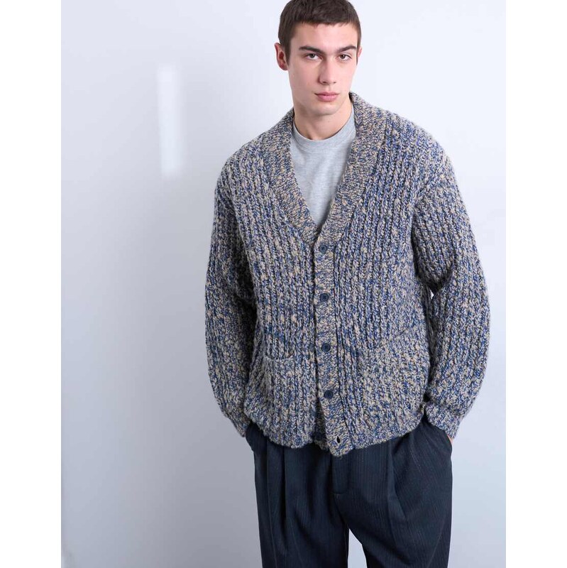 Topman relaxed fit chunky twist cardigan in navy