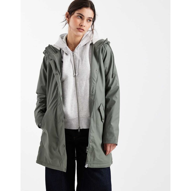 ONLY lined rain coat in green 115513089