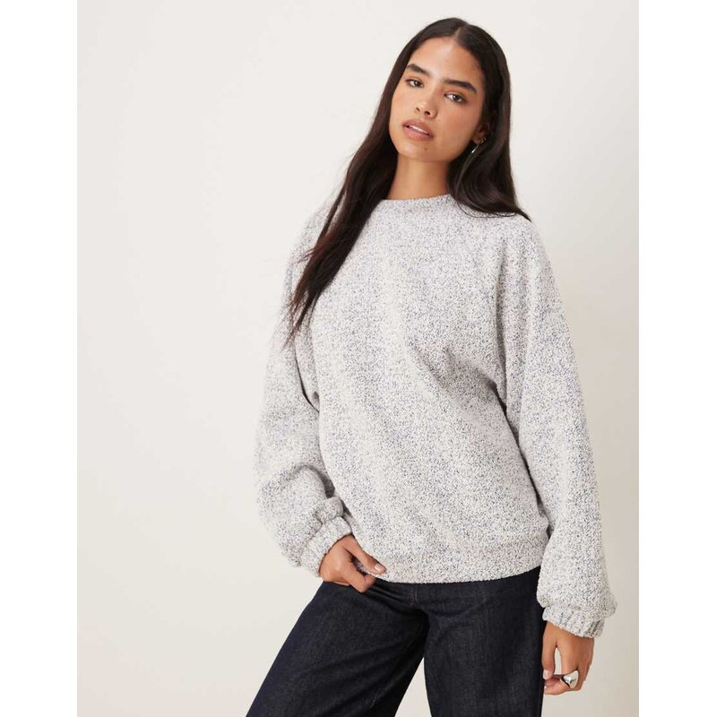 ASOS DESIGN sweatshirt with tie hem detail in mottled blue