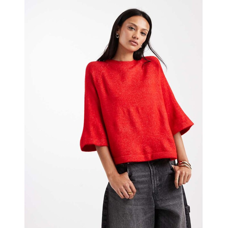 ONLY boxy knitted t-shirt in red