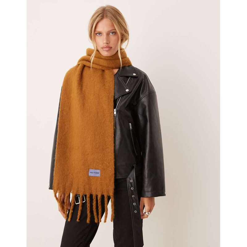 JJXX oversized fluffy scarf in mustard yellow 115517923