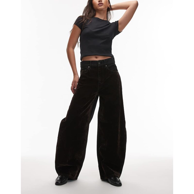 Allsaints helena flocked wide leg jean in brown 110311652