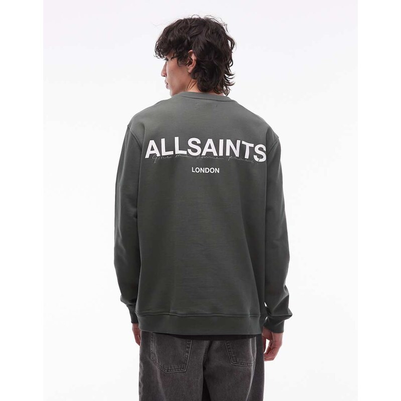 Allsaints halcyon crew neck sweatshirt in khaki-Green