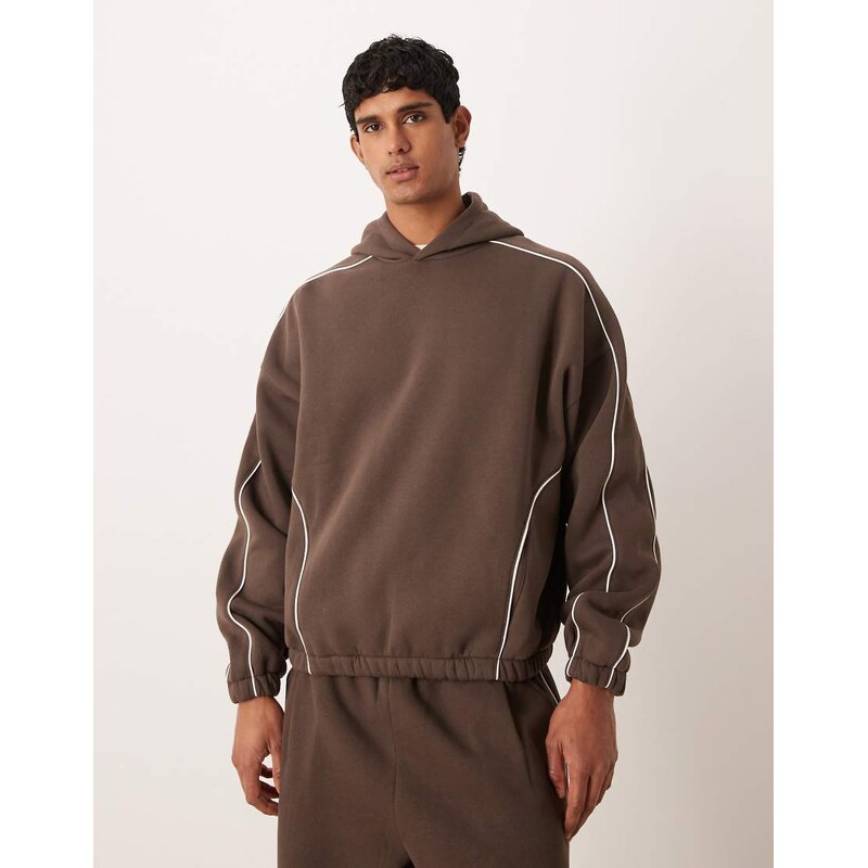 ASOS DESIGN co-ord extreme oversized boxy hoodie with piping in