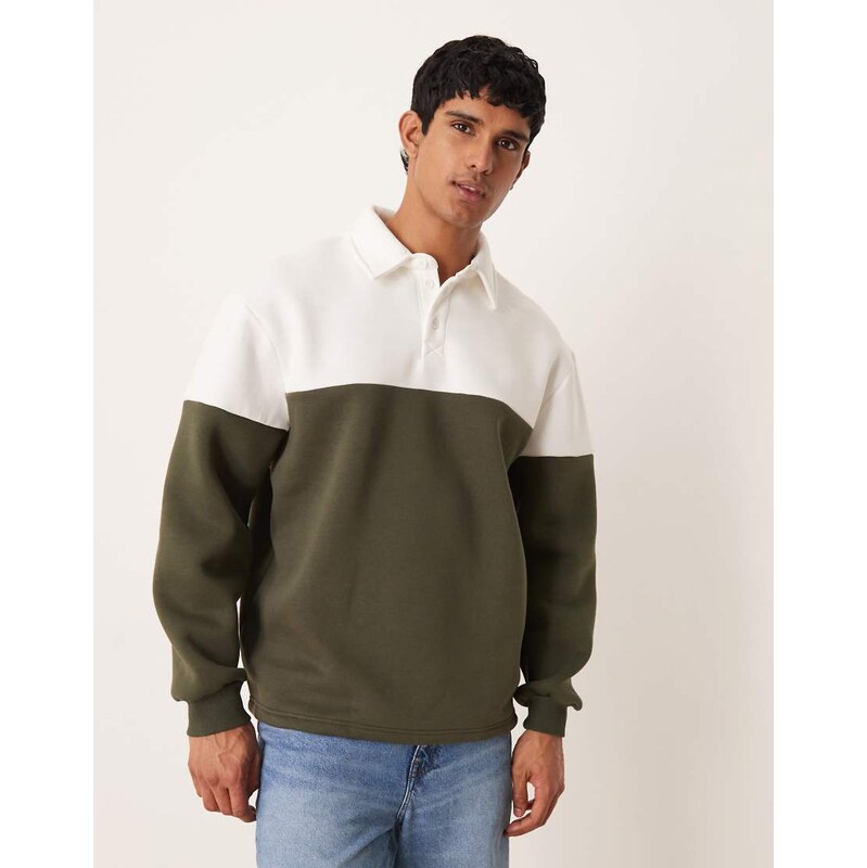 ASOS DESIGN relaxed colour block sweatshirt in green