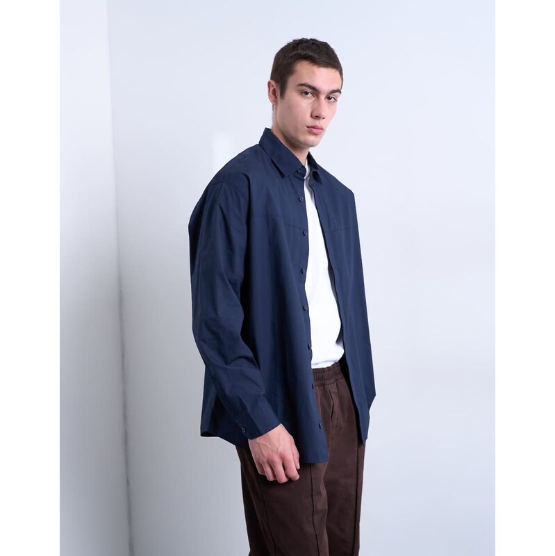 Topman oversized fit formal shirt in navy