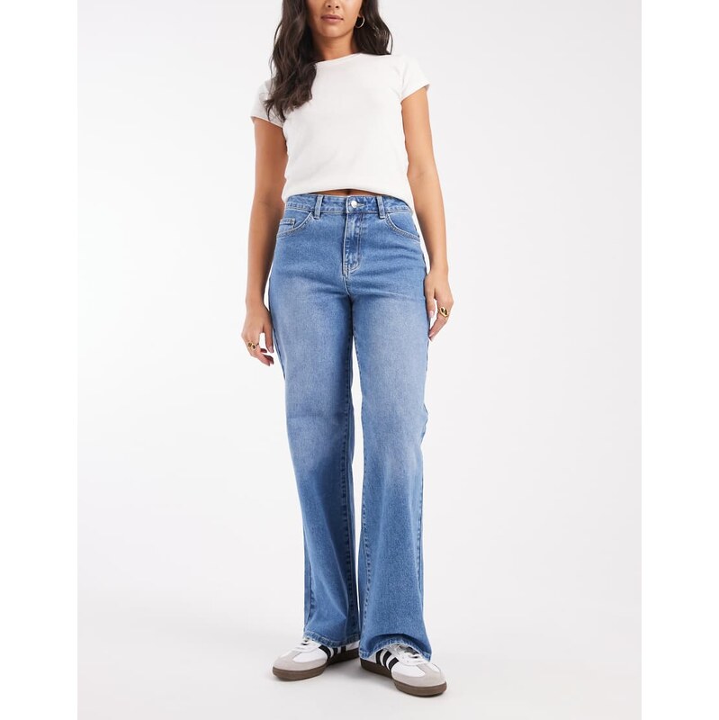 Object Rio Mae wide leg jeans in light blue denim 110312374
