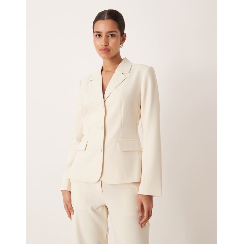 Vila tailored blazer co-ord in birch cream-White
