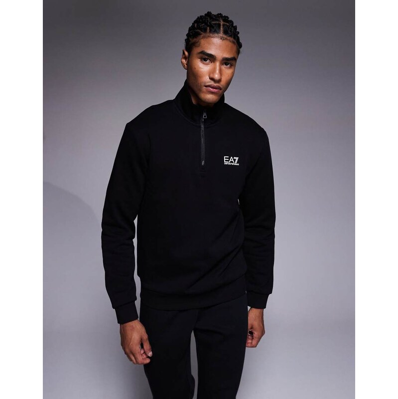 Armani EA7 train core logo half zip sweatshirt in black
