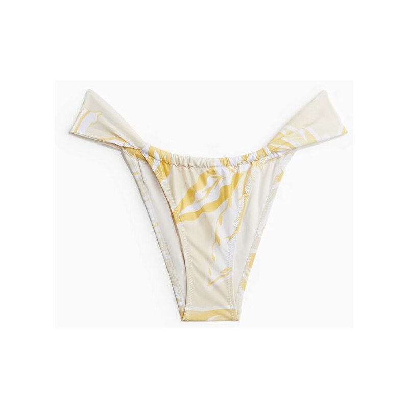 H&M - Bikinové kalhotky cheeky tanga - Světle Žlutá/Vzor